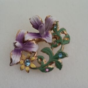 Vintage 1940s Enameled Austrian Flower Brooch